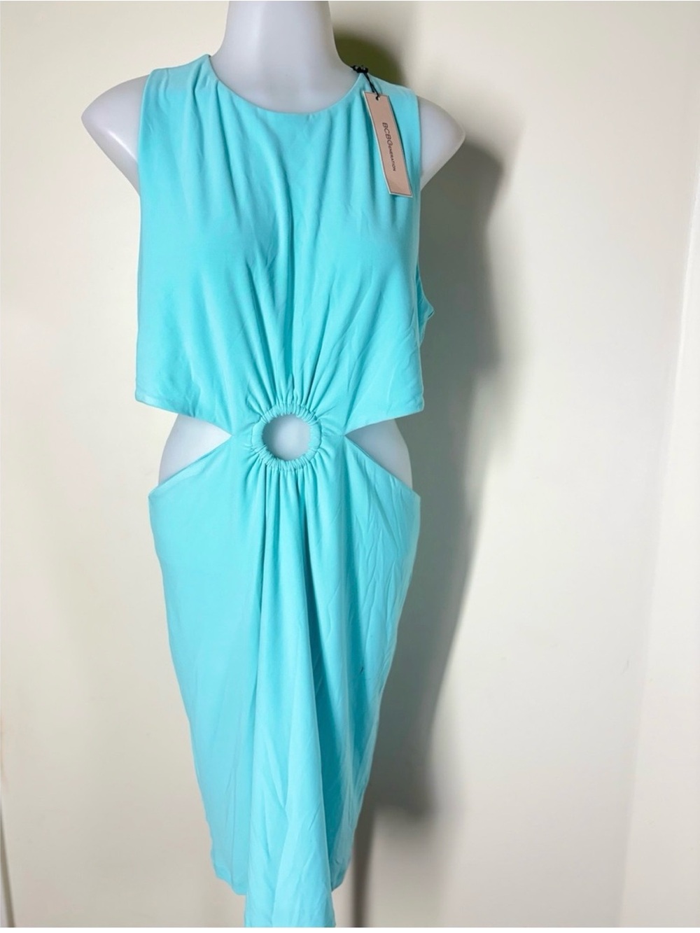 BCBGeneration Aqua Ring-Cutout Midi Dress